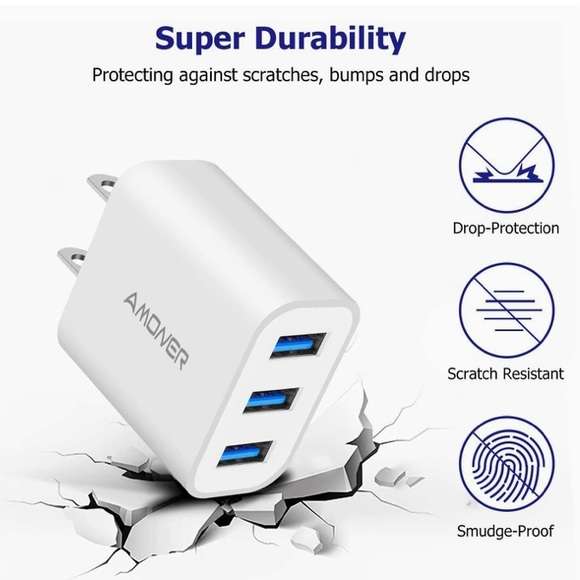 Amoner—2Pack 15W 3-Port Plug Power Adapter USB-C, Wide Compatibility (NEW) - Picture 8 of 8